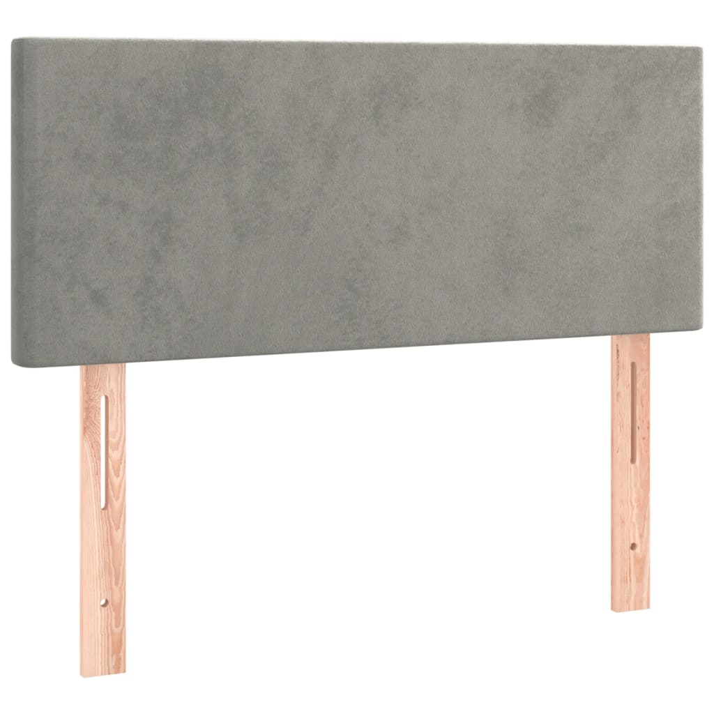 Krevet box spring s madracem LED svjetlosivi 100x200 cm baršun