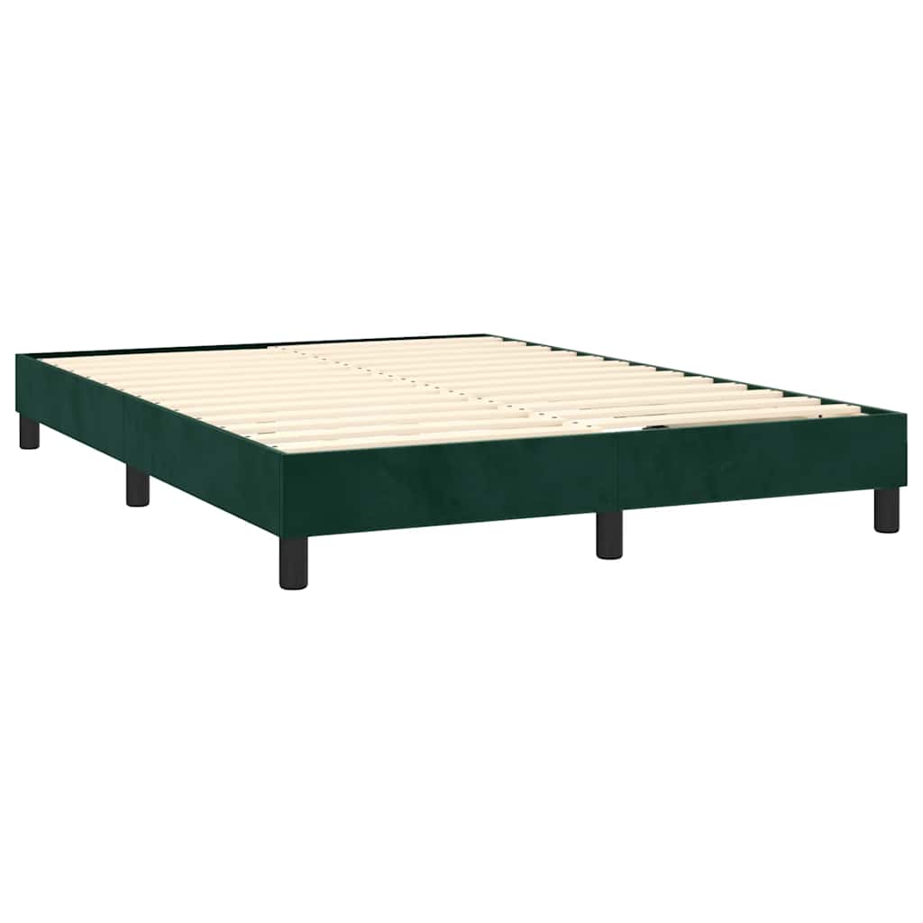 Krevet box spring s madracem LED tamnozeleni 140x200 cm baršun