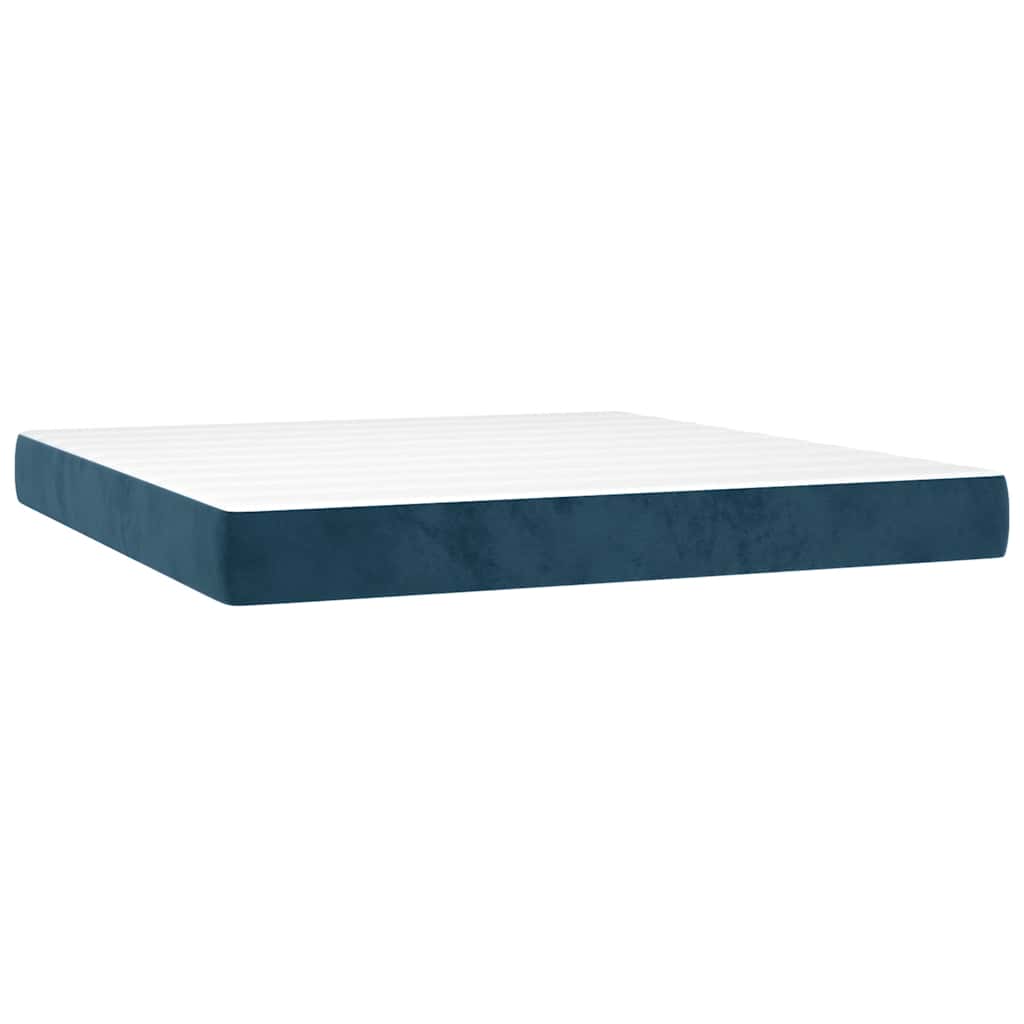 Krevet box spring s madracem LED tamnoplavi 180x200 cm baršun