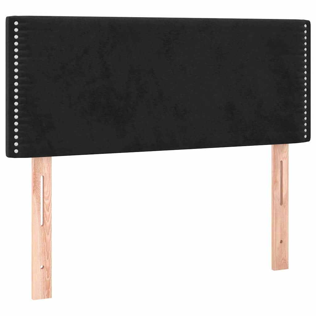 Krevet box spring s madracem LED crni 100x200 cm baršun