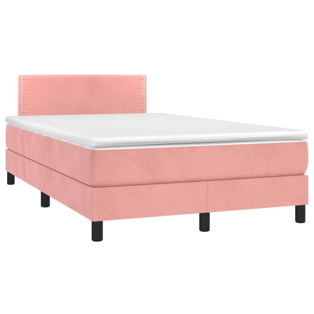 Krevet box spring s madracem LED ružičasti 120x200cm baršunasti