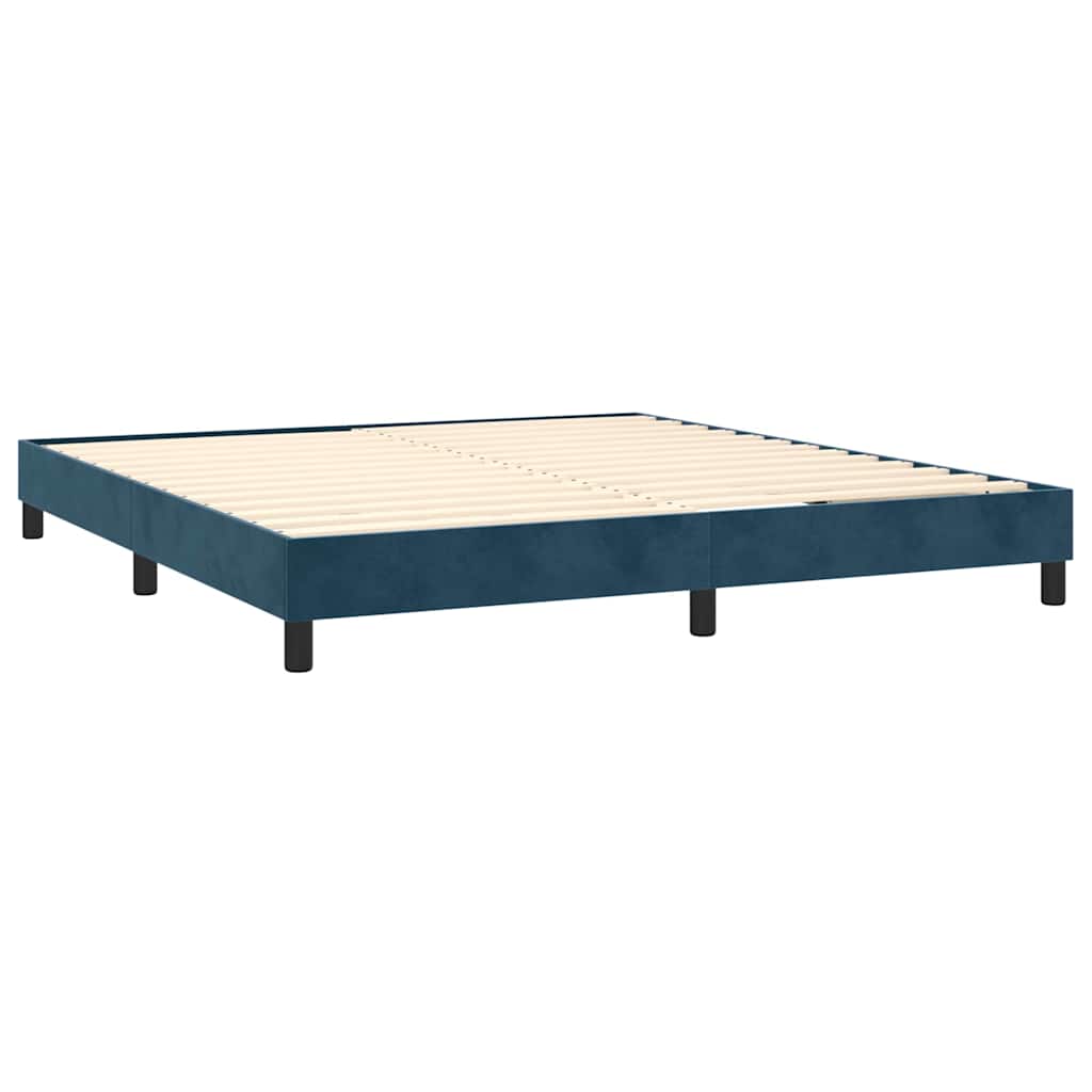 Krevet box spring s madracem LED tamnoplavi 180x200 cm baršun