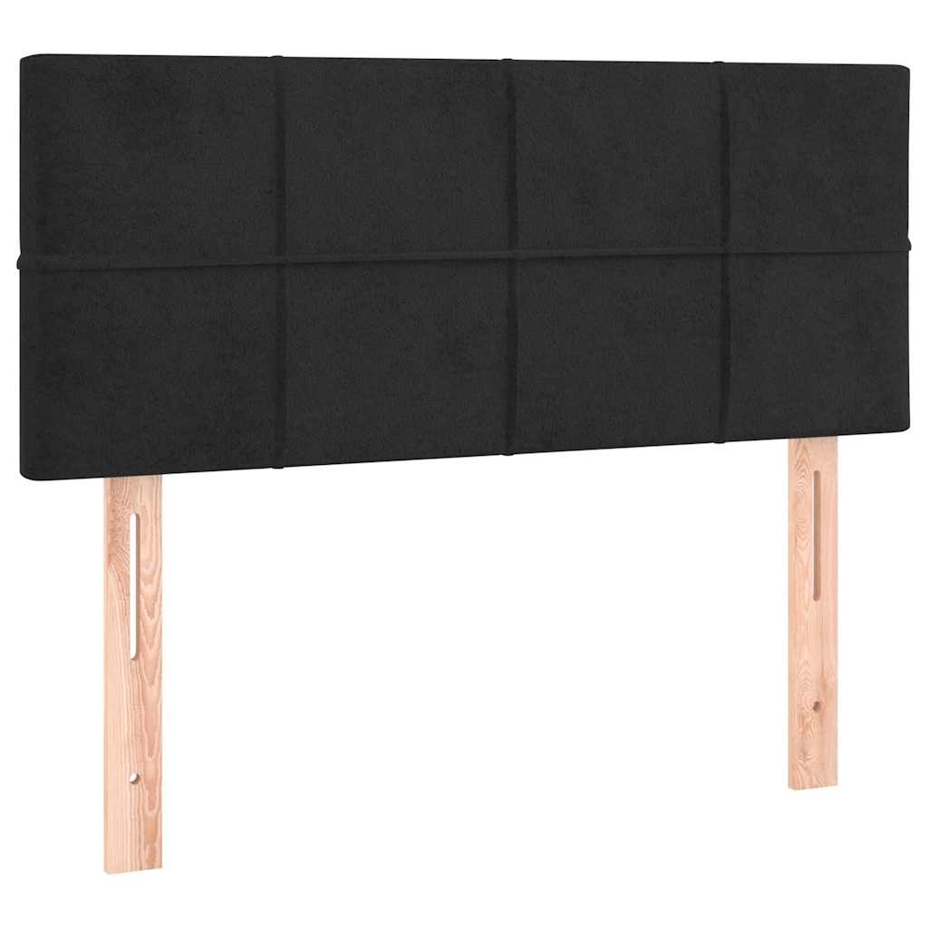 Krevet box spring s madracem LED crni 90x190 cm baršun