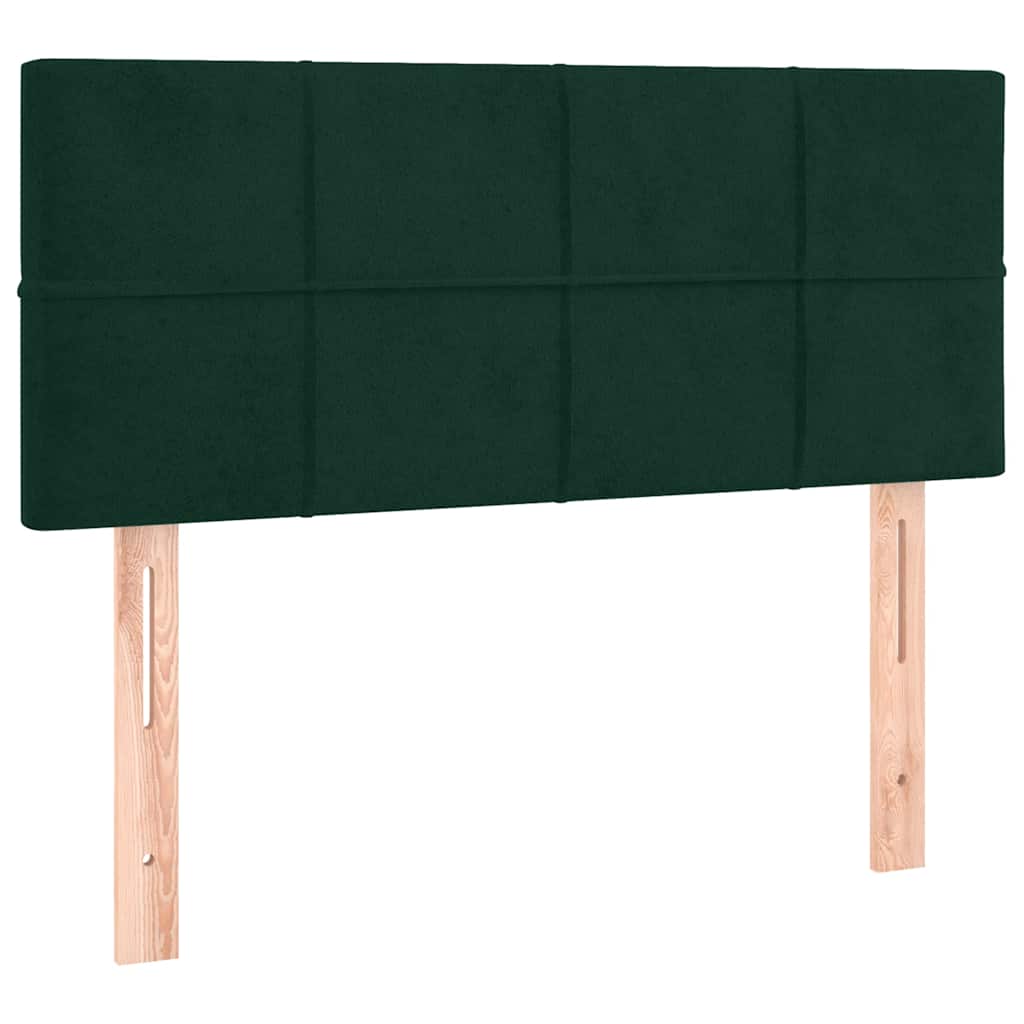 Krevet box spring s madracem LED tamnozeleni 90x200 cm baršun