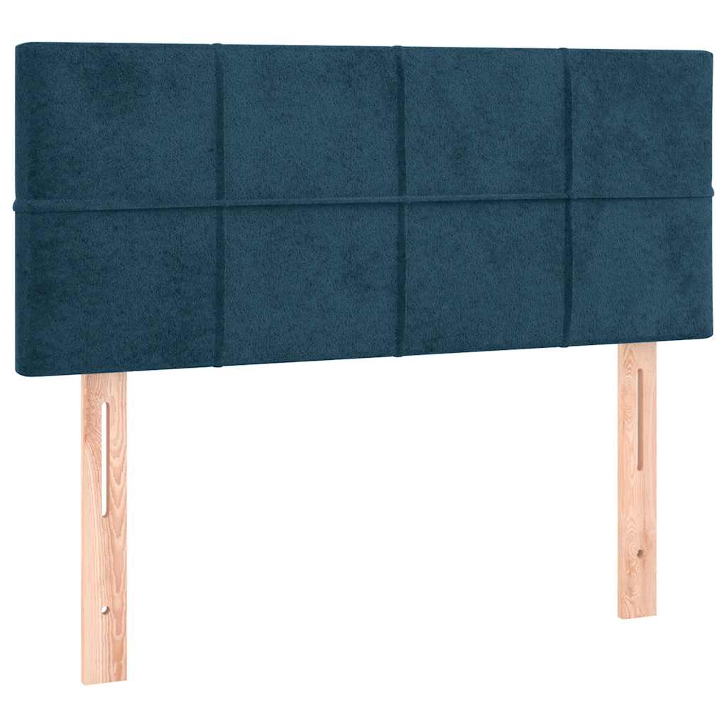 Krevet box spring s madracem LED tamnoplavi 90x200 cm baršun