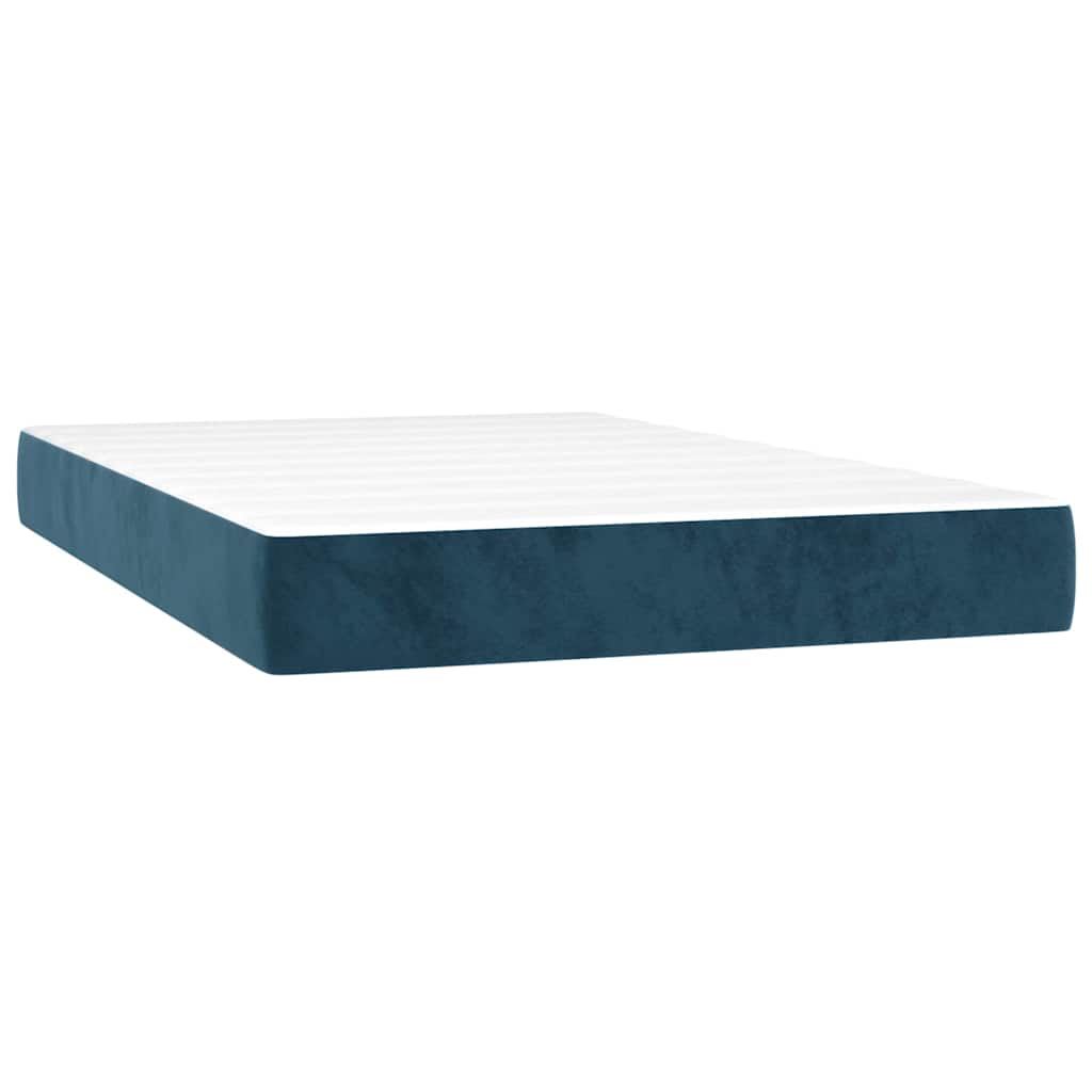 Krevet box spring s madracem LED tamnoplavi 120x200 cm baršun