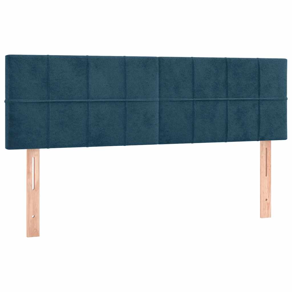 Krevet box spring s madracem LED tamnoplavi 140x190 cm baršun