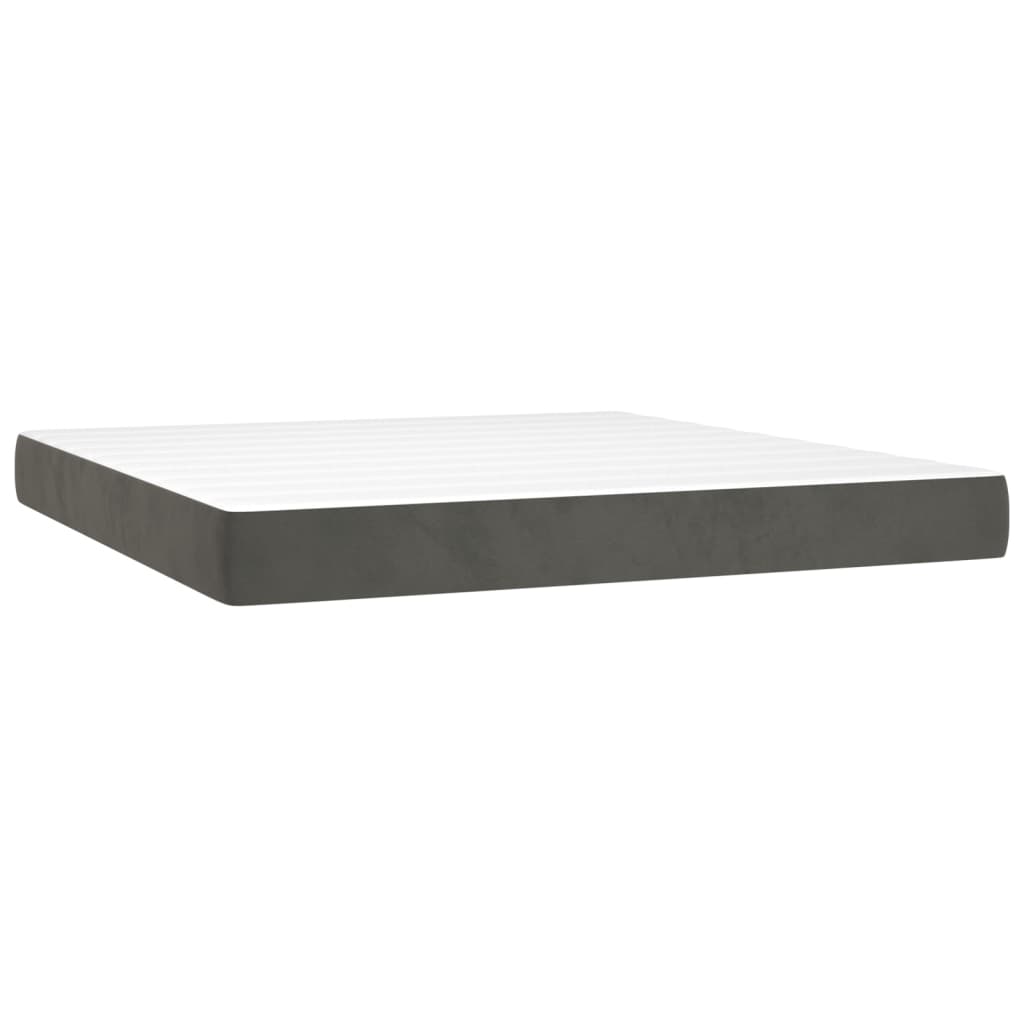 Krevet box spring s madracem LED tamnosivi 160x200 cm baršun