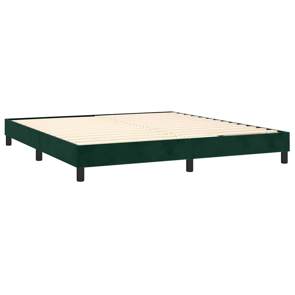 Krevet box spring s madracem LED tamnozeleni 160x200 cm baršun