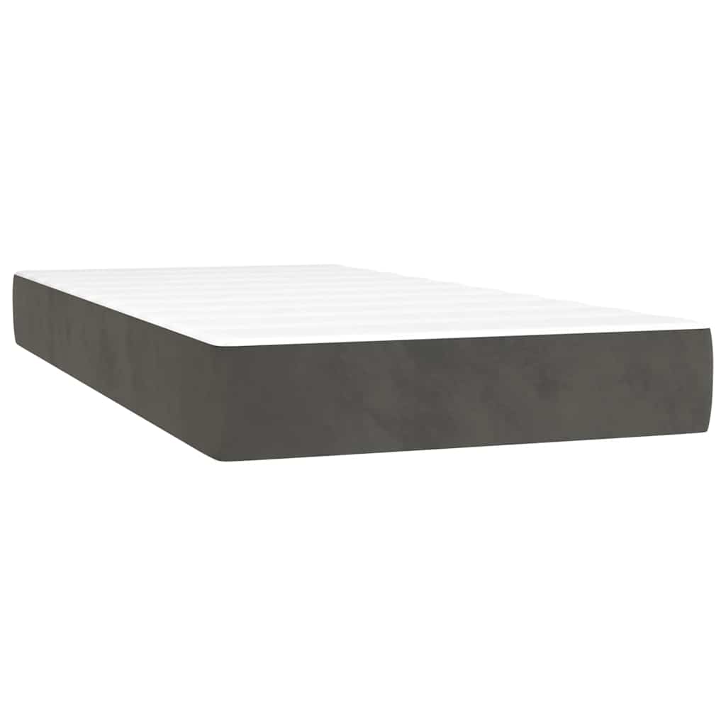 Krevet box spring s madracem LED tamnosivi 80 x 200 cm baršun