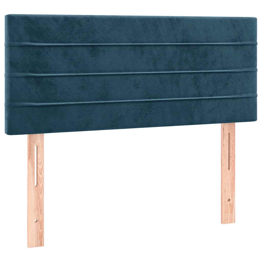 Krevet box spring s madracem LED tamnoplavi 90x190 cm baršun