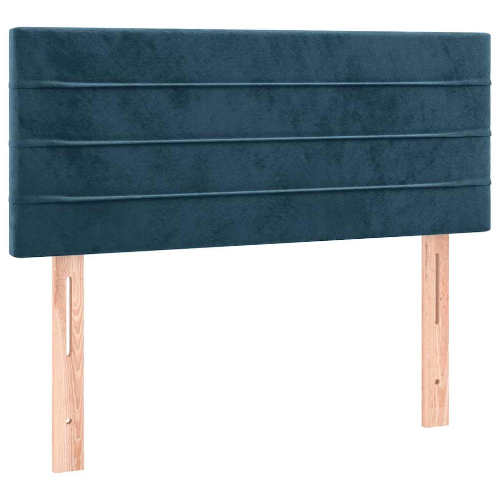 Krevet box spring s madracem LED tamnoplavi 90x190 cm baršun