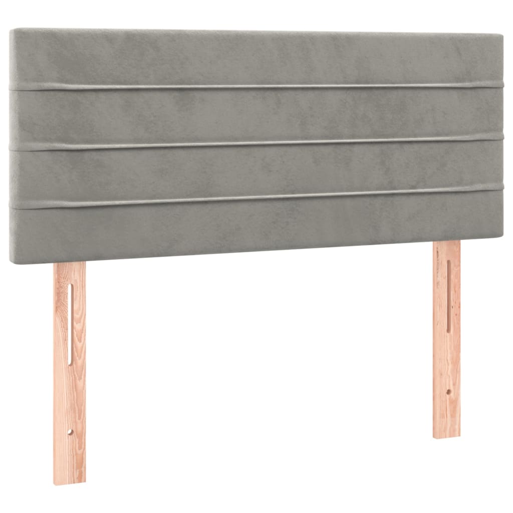 Krevet box spring s madracem LED svjetlosivi 90x200 cm baršun