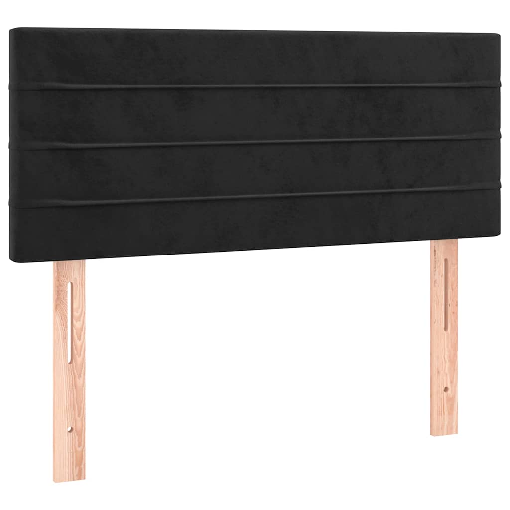 Krevet box spring s madracem LED crni 100x200 cm baršun