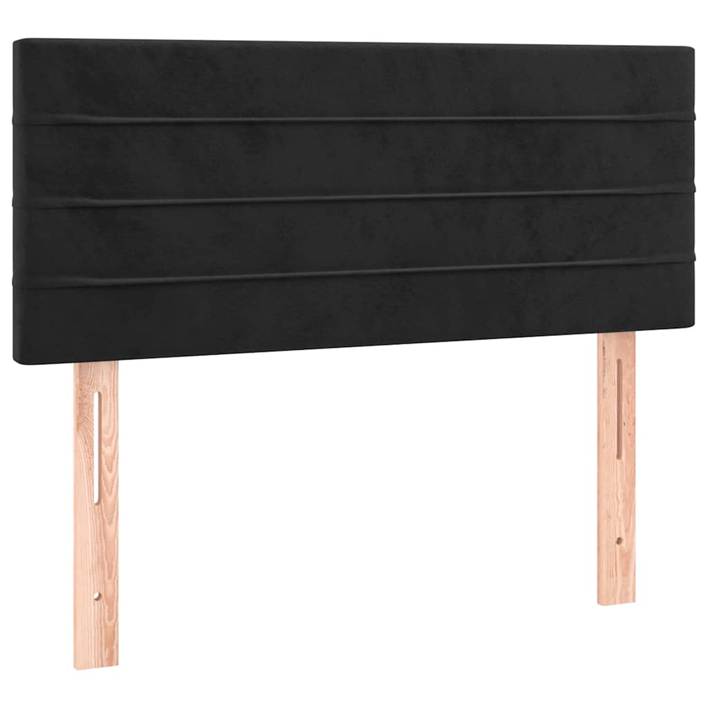 Krevet box spring s madracem LED crni 120 x 200 cm baršun