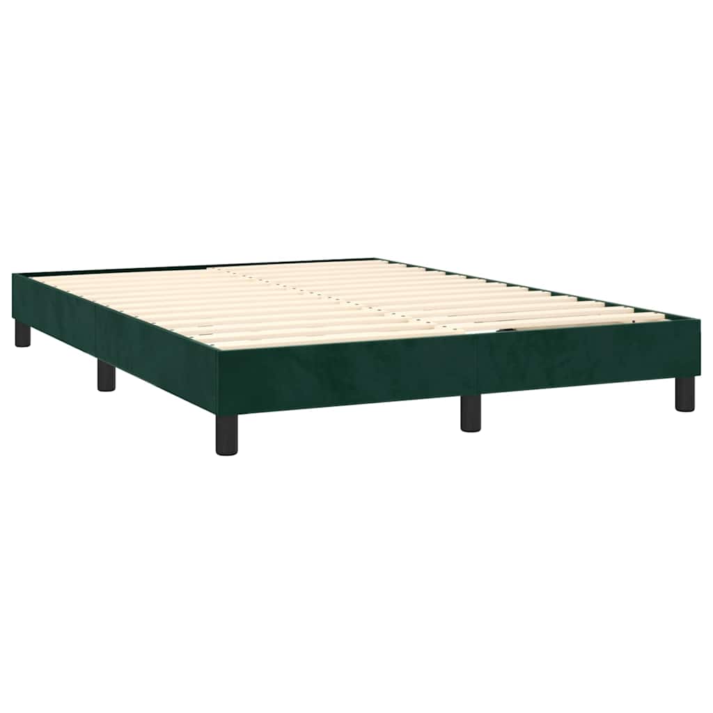 Krevet box spring s madracem LED tamnozeleni 140x190 cm baršun