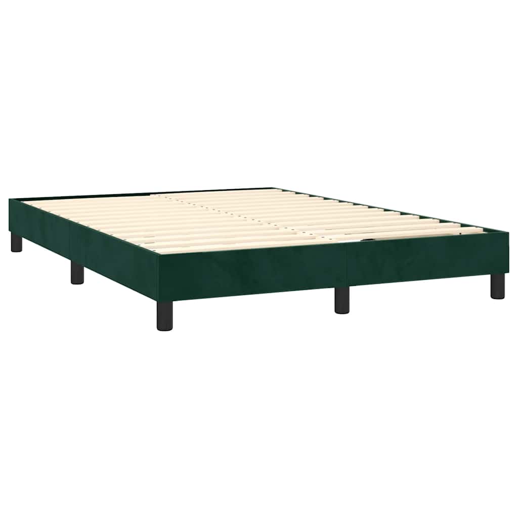 Krevet box spring s madracem LED tamnozeleni 140x200 cm baršun
