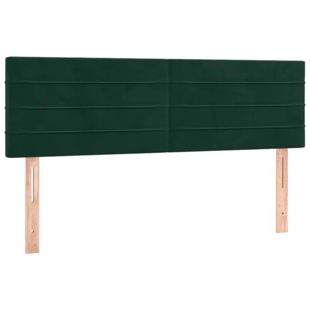 Krevet box spring s madracem LED tamnozeleni 140x200 cm baršun