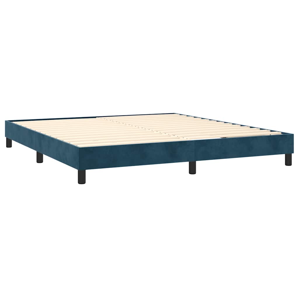 Krevet box spring s madracem LED tamnoplavi 160x200 cm baršun