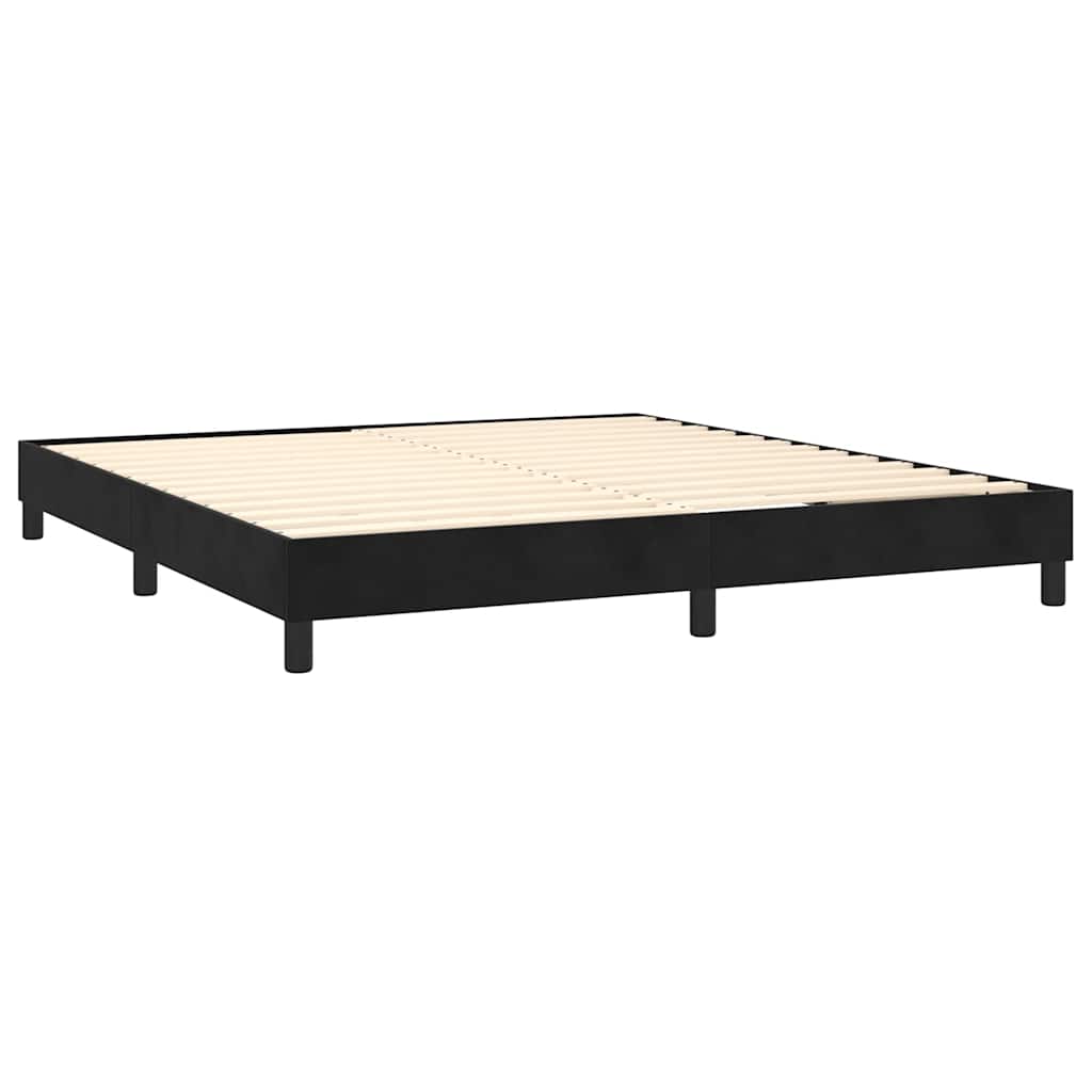 Krevet box spring s madracem LED crni 180x200 cm baršun