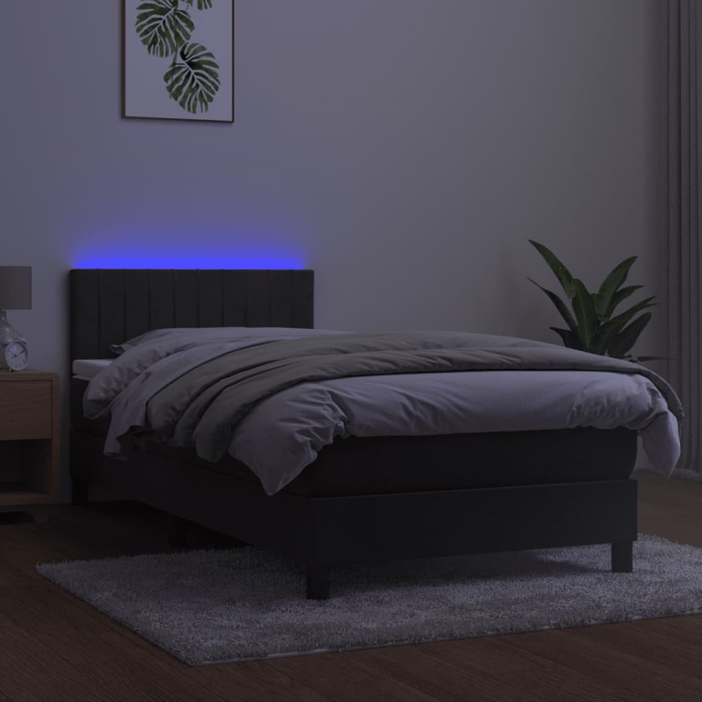 Krevet box spring s madracem LED tamnosivi 80 x 200 cm baršun