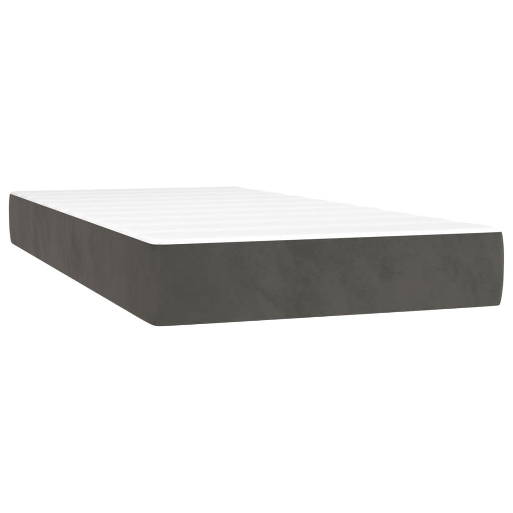Krevet box spring s madracem LED tamnosivi 80 x 200 cm baršun