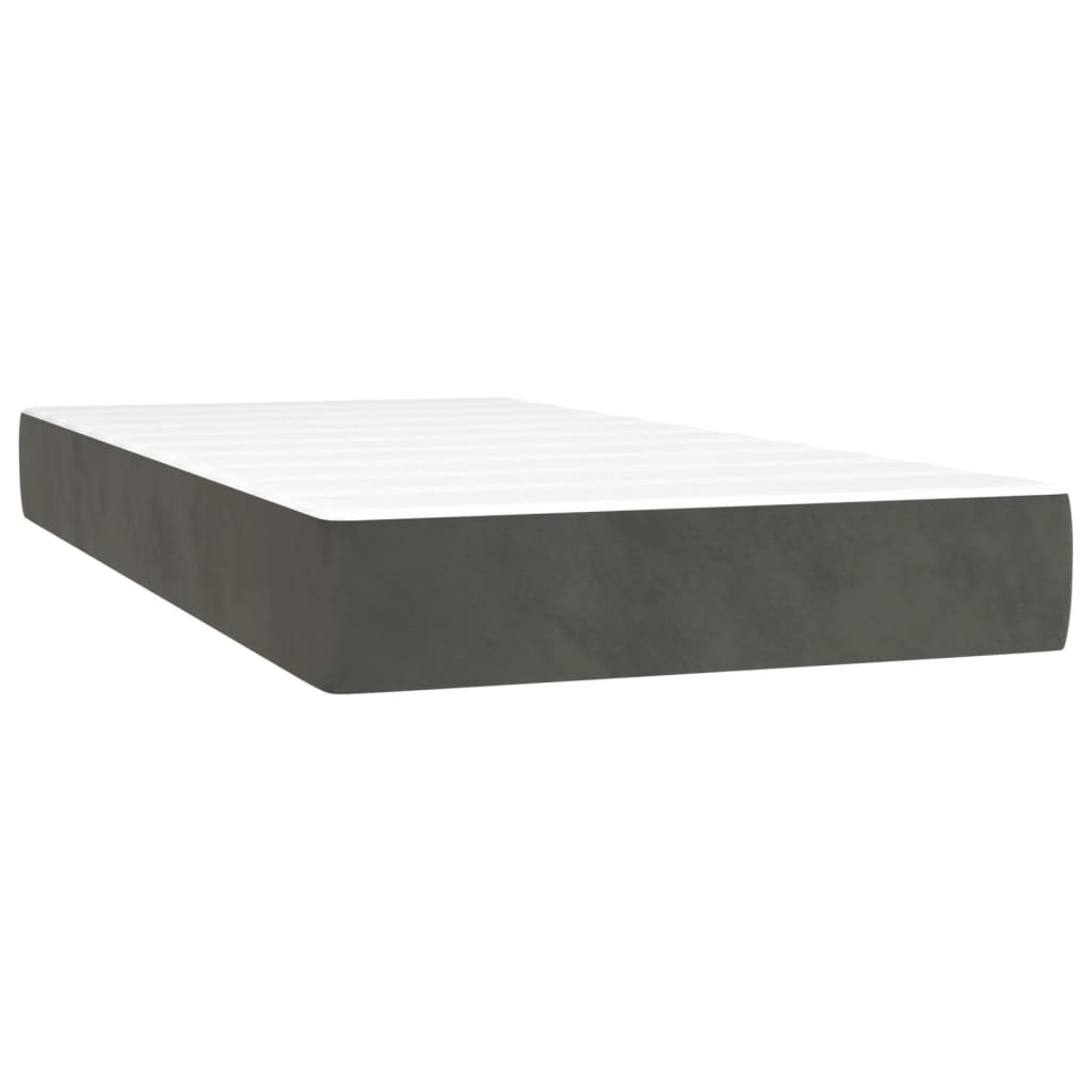Krevet box spring s madracem LED tamnosivi 90x190 cm baršun