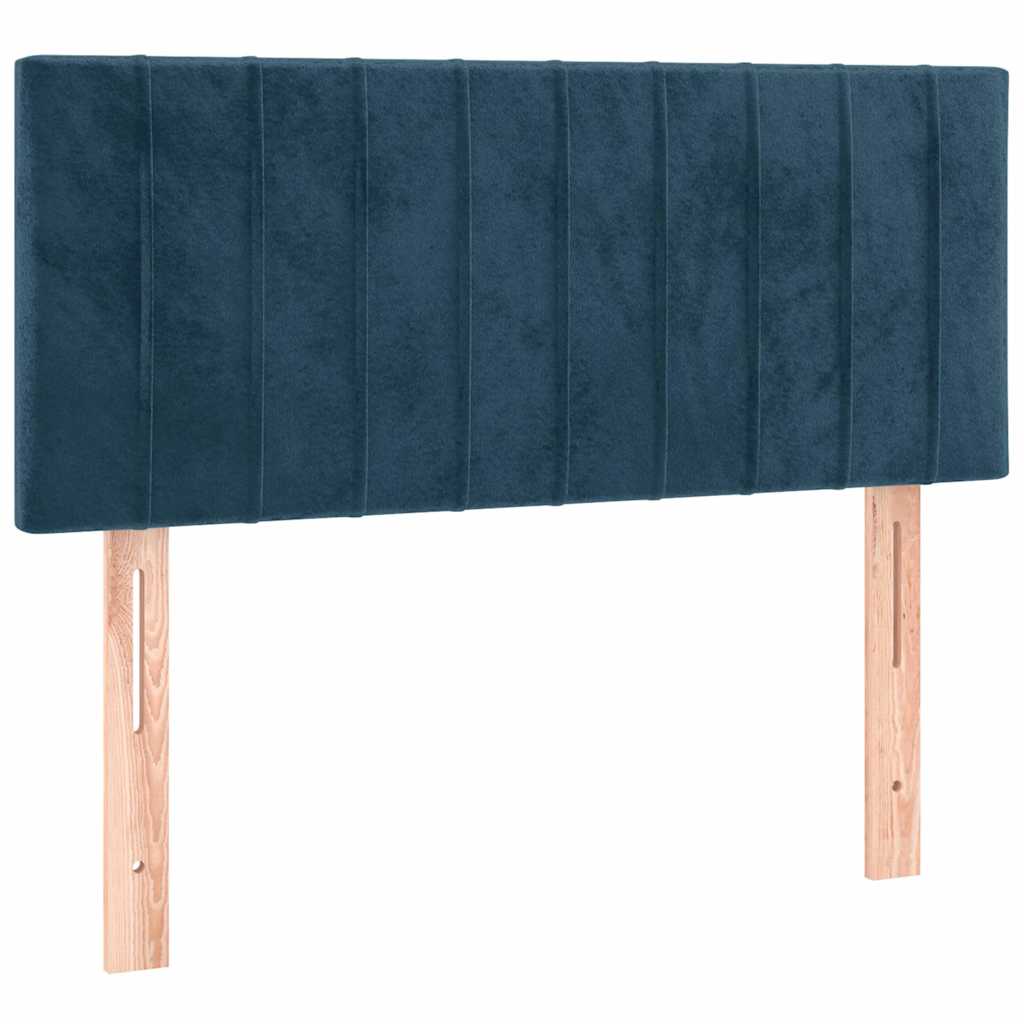 Krevet box spring s madracem LED tamnoplavi 90x190 cm baršun