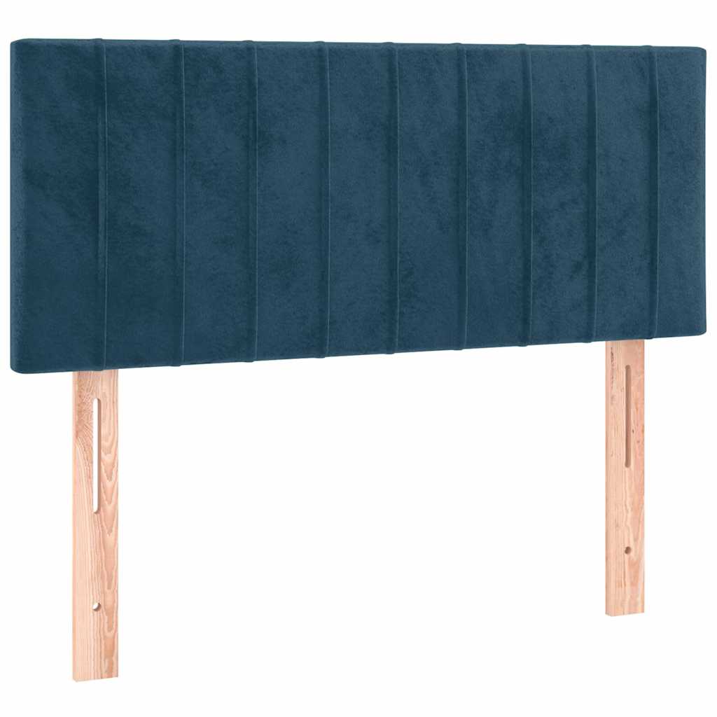 Krevet box spring s madracem LED tamnoplavi 90x200 cm baršun