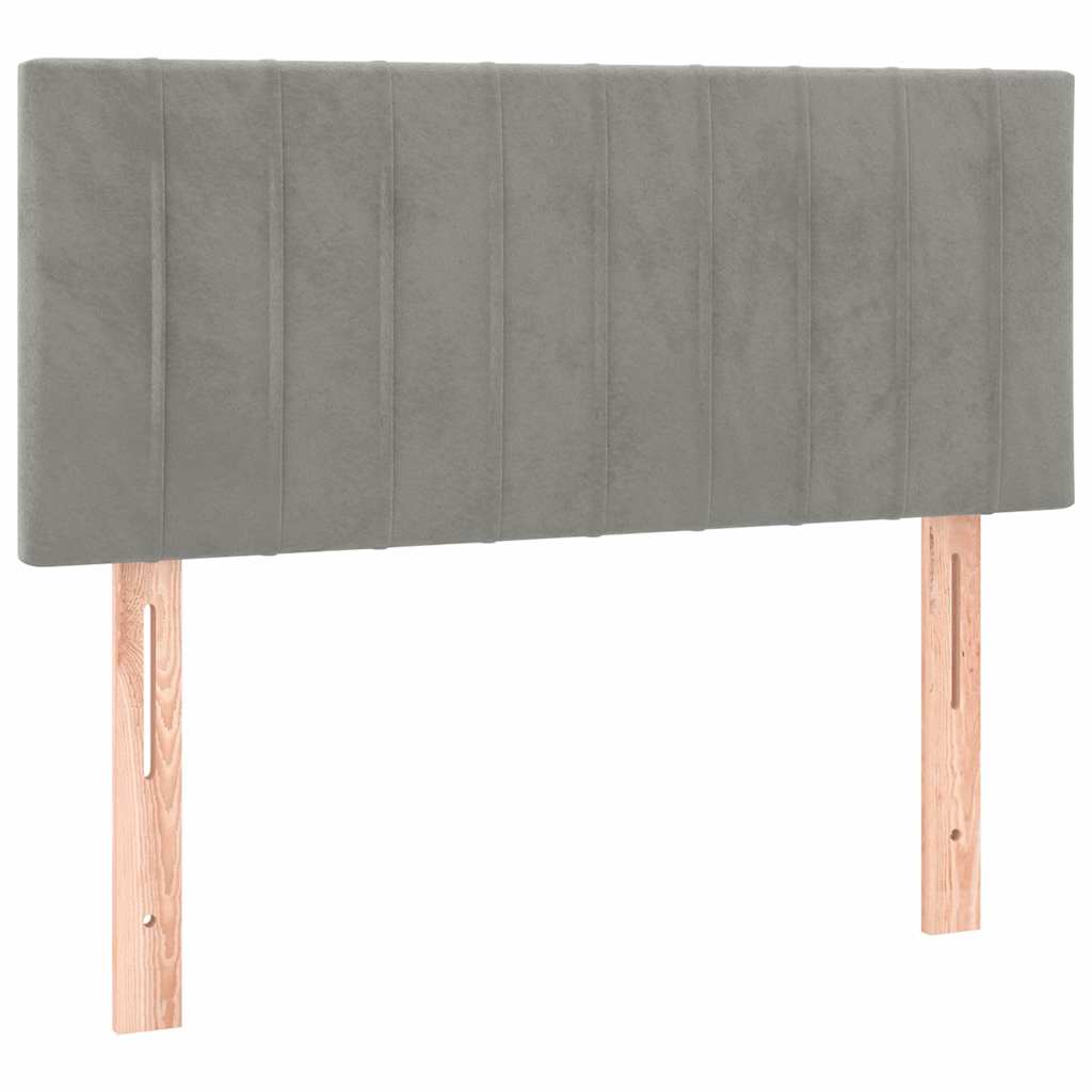 Krevet box spring s madracem LED svjetlosivi 100x200 cm baršun