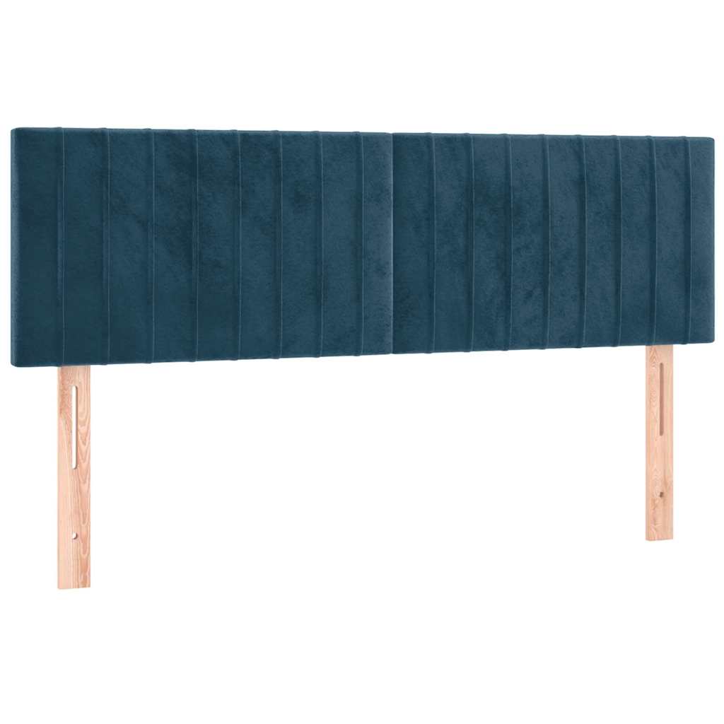 Krevet box spring s madracem LED tamnoplavi 140x190 cm baršun