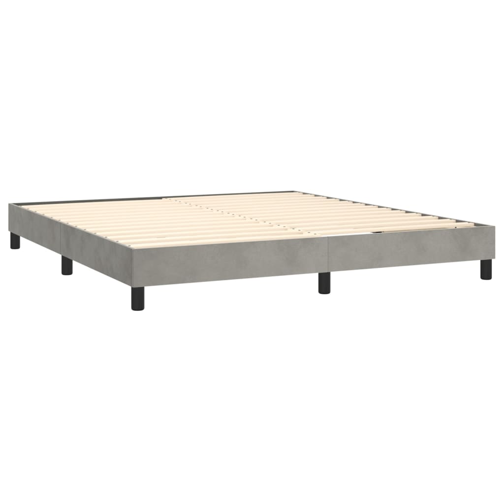 Krevet box spring s madracem LED svjetlosivi 160x200 cm baršun