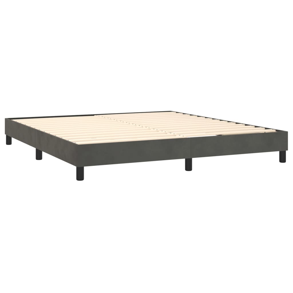 Krevet box spring s madracem LED tamnosivi 180x200 cm baršun