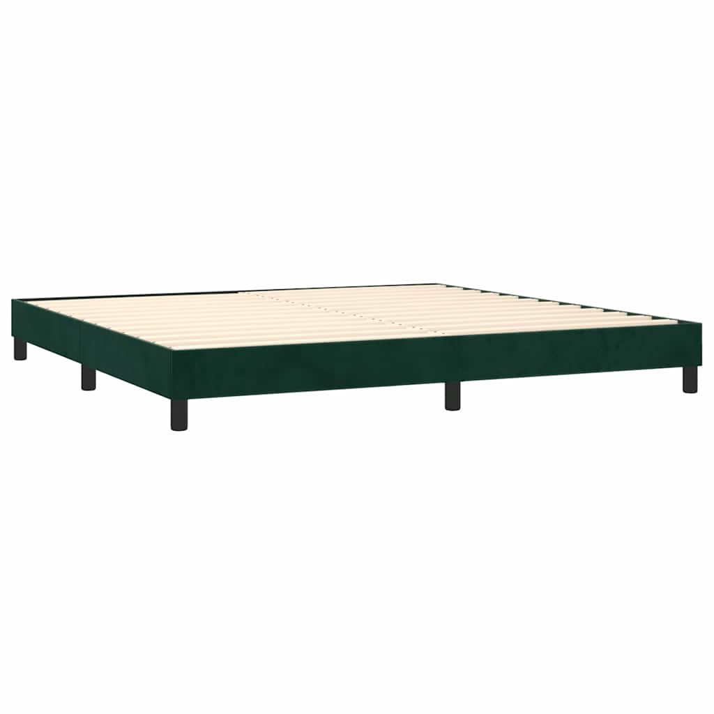 Krevet box spring s madracem LED tamnozeleni 200x200 cm baršun