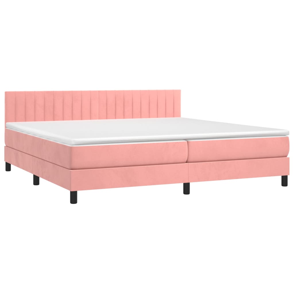 Krevet box spring s madracem LED ružičasti 200x200cm baršunasti