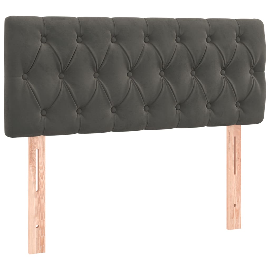 Krevet box spring s madracem LED tamnosivi 90x200 cm baršun