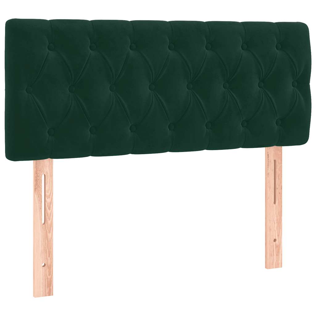 Krevet box spring s madracem LED tamnozeleni 90x200 cm baršun