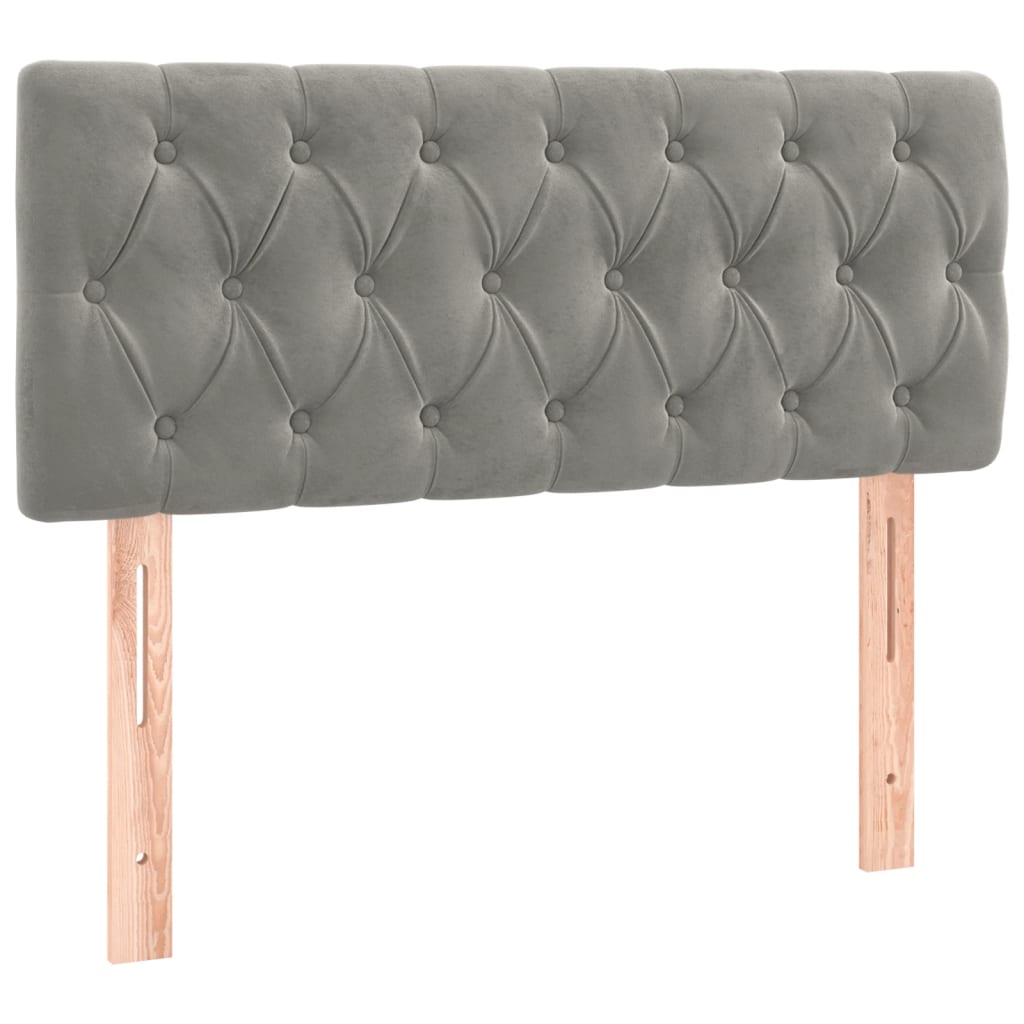 Krevet box spring s madracem LED svjetlosivi 100x200 cm baršun