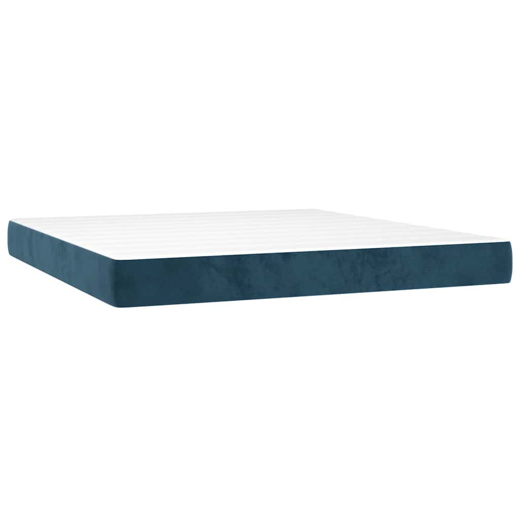 Krevet box spring s madracem LED tamnoplavi 180x200 cm baršun