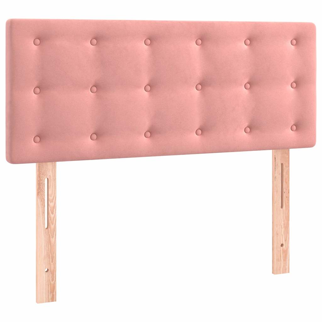 Krevet box spring s madracem LED ružičasti 90x190 cm baršunasti