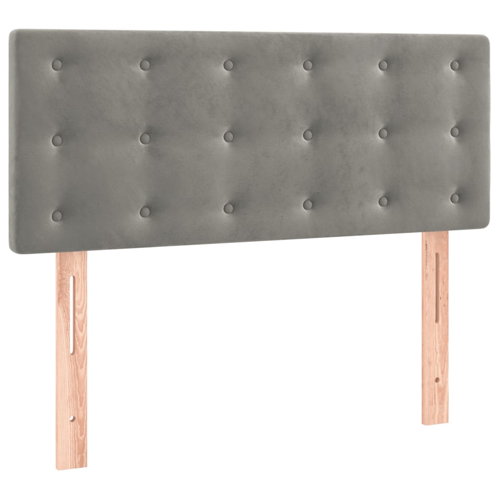 Krevet box spring s madracem LED svjetlosivi 90x200 cm baršun