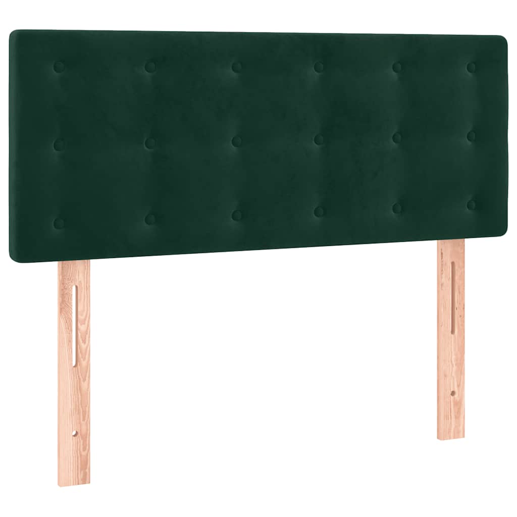Krevet box spring s madracem LED tamnozeleni 90x200 cm baršun