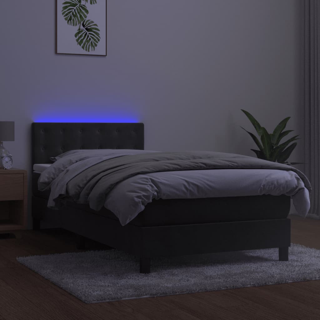 Krevet box spring s madracem LED tamnosivi 100x200 cm baršun