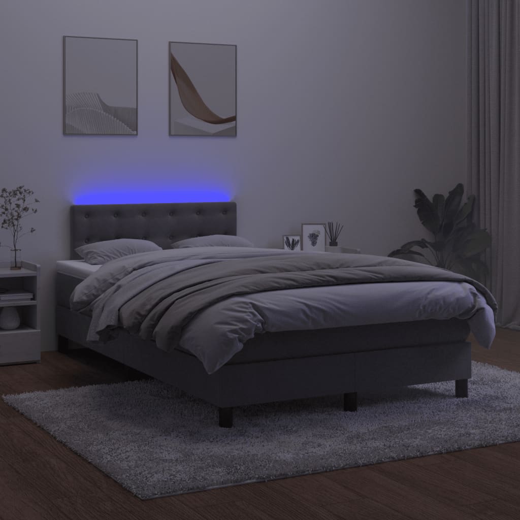 Krevet box spring s madracem LED tamnosivi 120 x 200 cm baršun