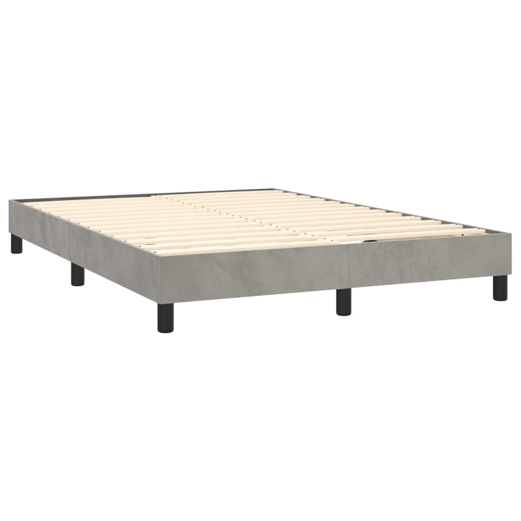 Krevet box spring s madracem LED svjetlosivi 140x200 cm baršun
