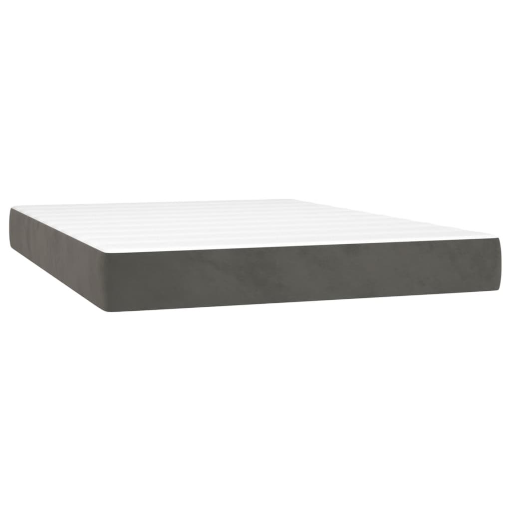 Krevet box spring s madracem LED tamnosivi 140x200 cm baršun