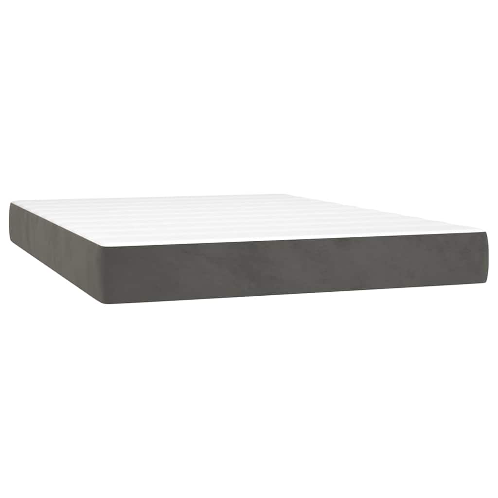 Krevet box spring s madracem LED tamnosivi 140x200 cm baršun