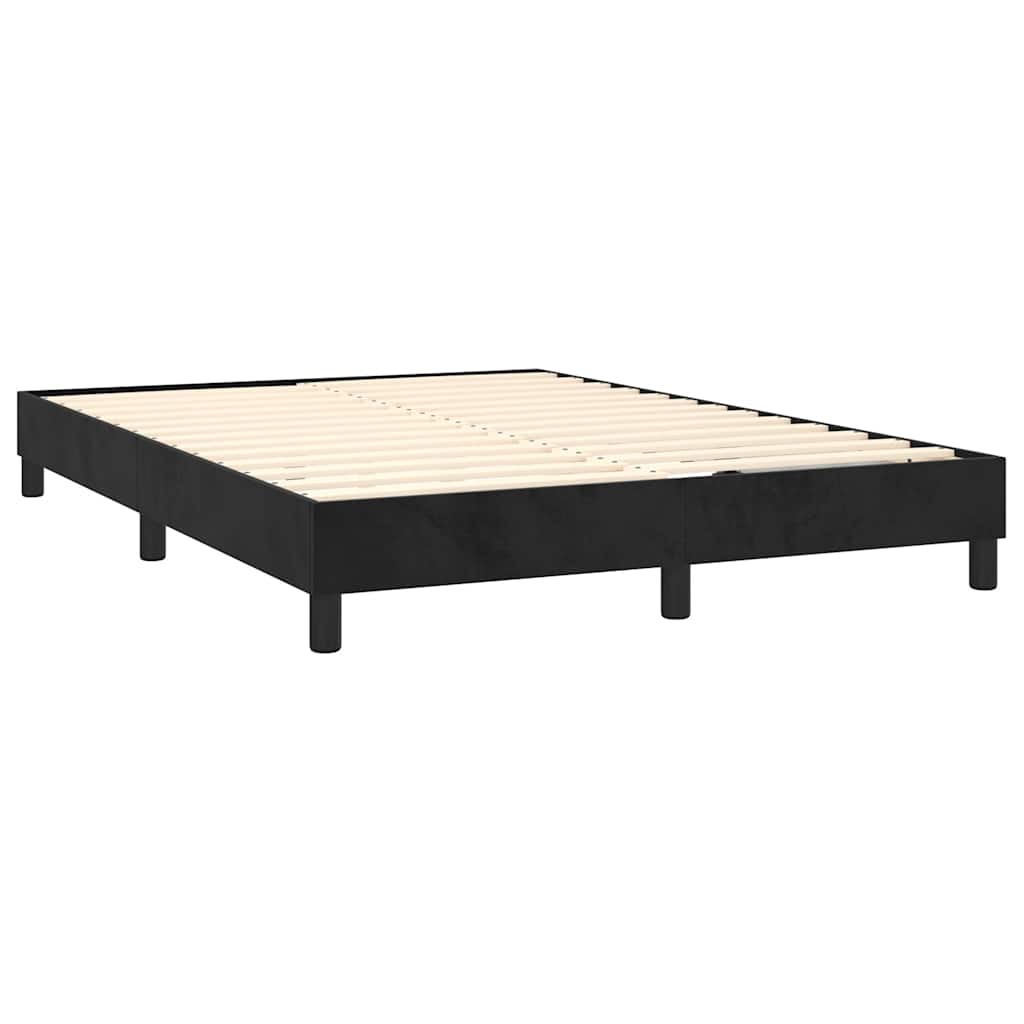 Krevet box spring s madracem LED crni 140x200 cm baršun