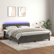 Krevet box spring s madracem LED tamnosivi 160x200 cm baršun