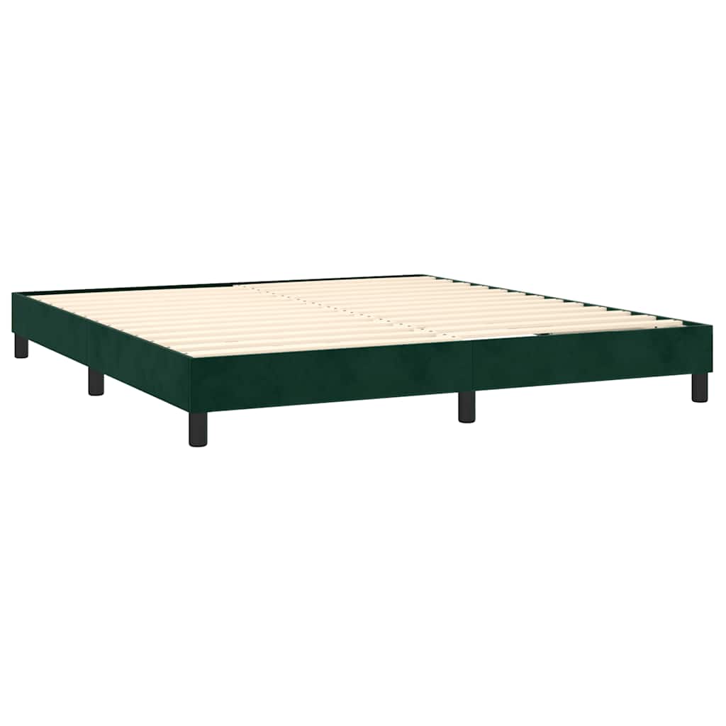 Krevet box spring s madracem LED tamnozeleni 160x200 cm baršun